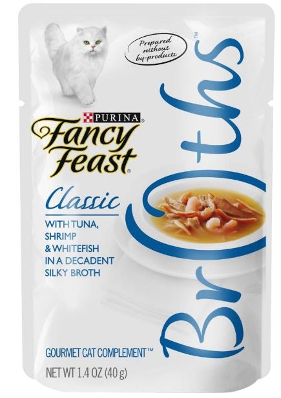 Cat Fancy Feast Wet Food | Fancy Feast Classic Broths With Tuna, Shrimp & Whitefish Cat Food Pouches