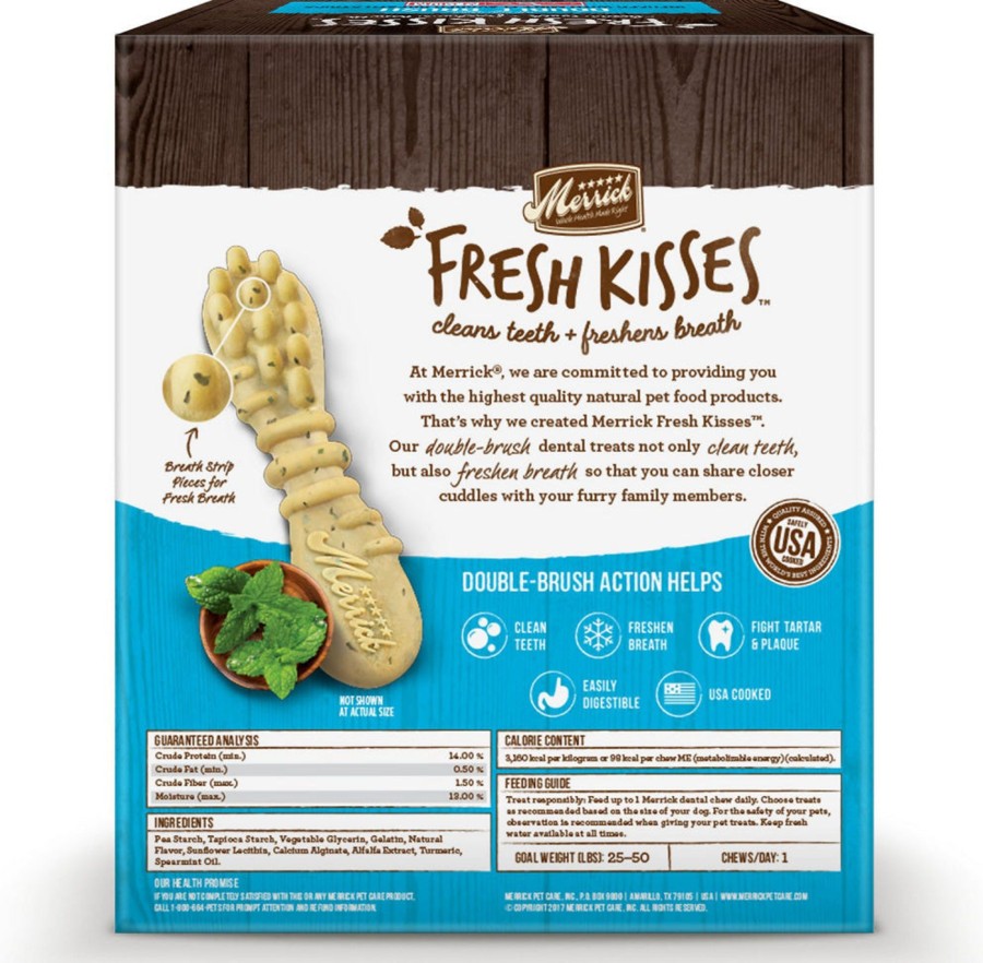 Dog Merrick | Merrick Fresh Kisses Grain Free Mint Breath Strips Medium Dog Treat Box