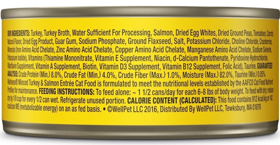 Cat Wellness Wet Food | Wellness Grain Free Natural Minced Turkey And Salmon Entree Wet Canned Cat Food