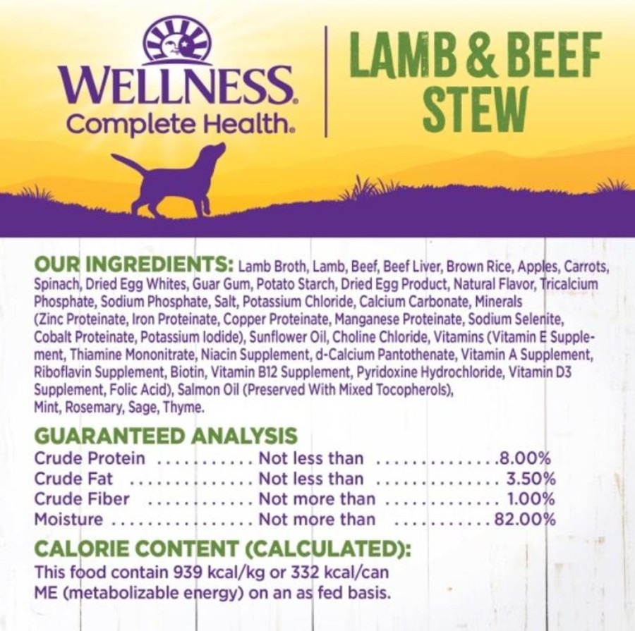 Dog Wellness | Wellness Natural Lamb And Beef Stew With Brown Rice And Apples Wet Canned Dog Food