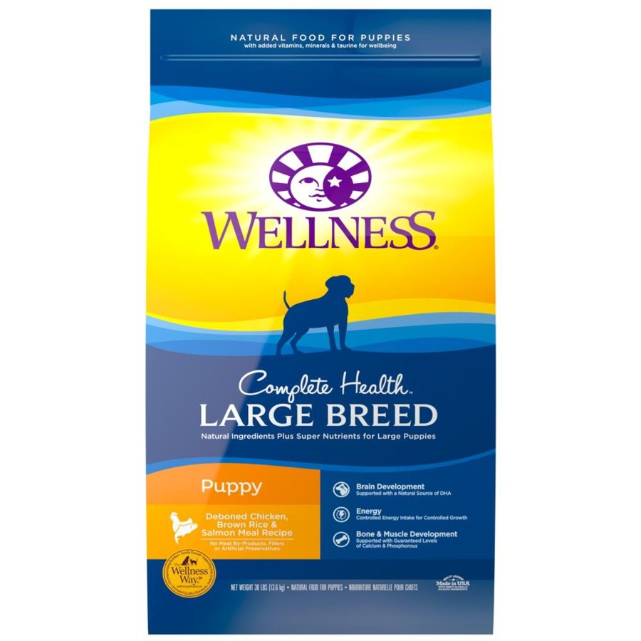 Dog Wellness Dry Food | Wellness Complete Health Natural Large Breed Puppy Chicken, Brown Rice And Salmon Recipe Dry Dog Food