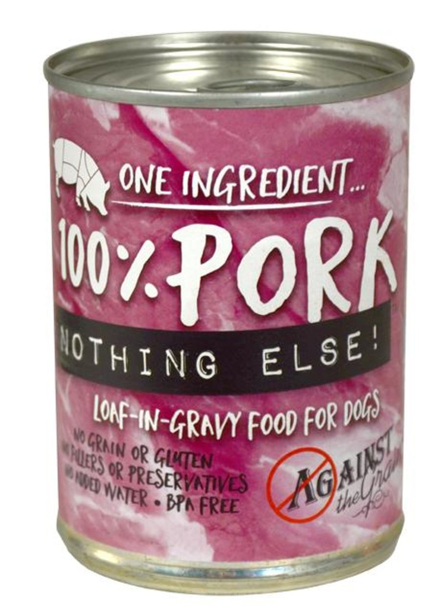 Dog Against the Grain Wet Food | Against The Grain Nothing Else Grain Free One Ingredient 100% Pork Canned Dog Food