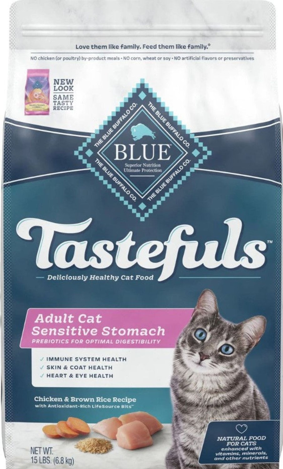 Cat Blue Buffalo Dry Food | Blue Buffalo Tastefuls Adult Cat Sensitive Stomach Chicken & Brown Rice Recipe Dry Food