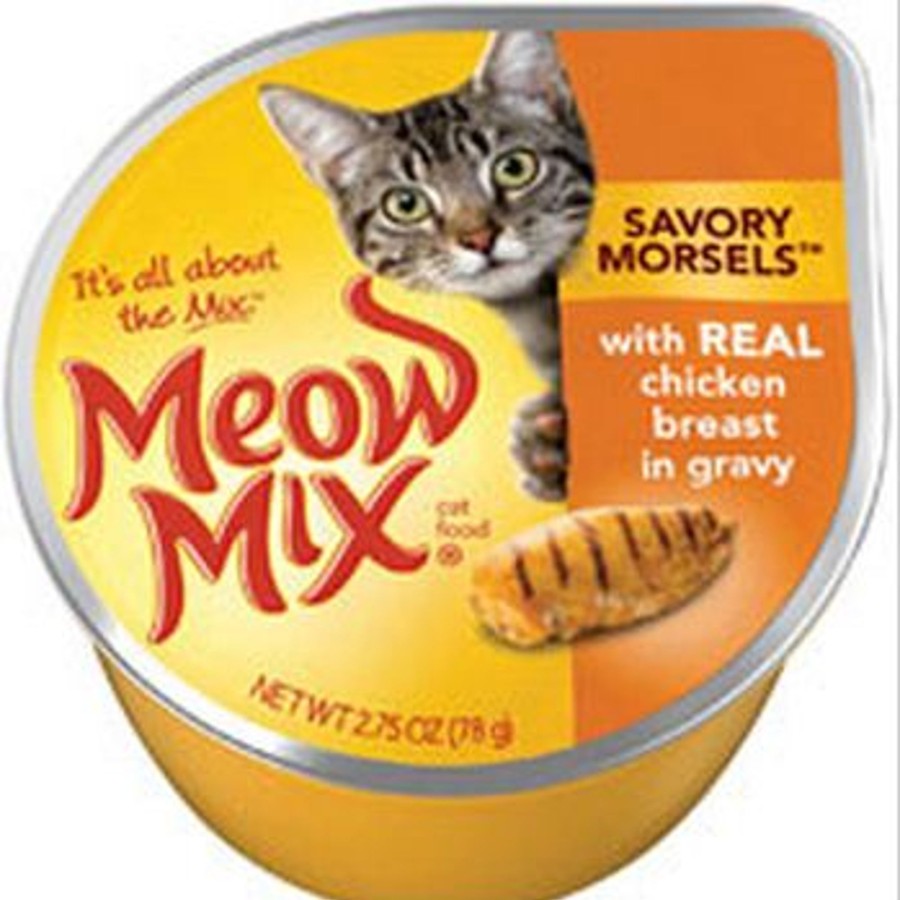 Cat Meow Mix Wet Food | Meow Mix Savory Morsels With Chicken In Gravy Cat Food Cups