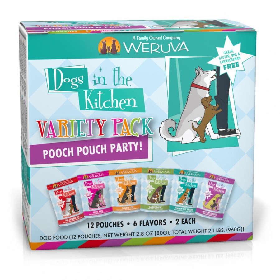 Dog Weruva | Weruva Dogs In The Kitchen Grain Free Pooch Pouch Party! Variety Pack Wet Dog Food Pouches