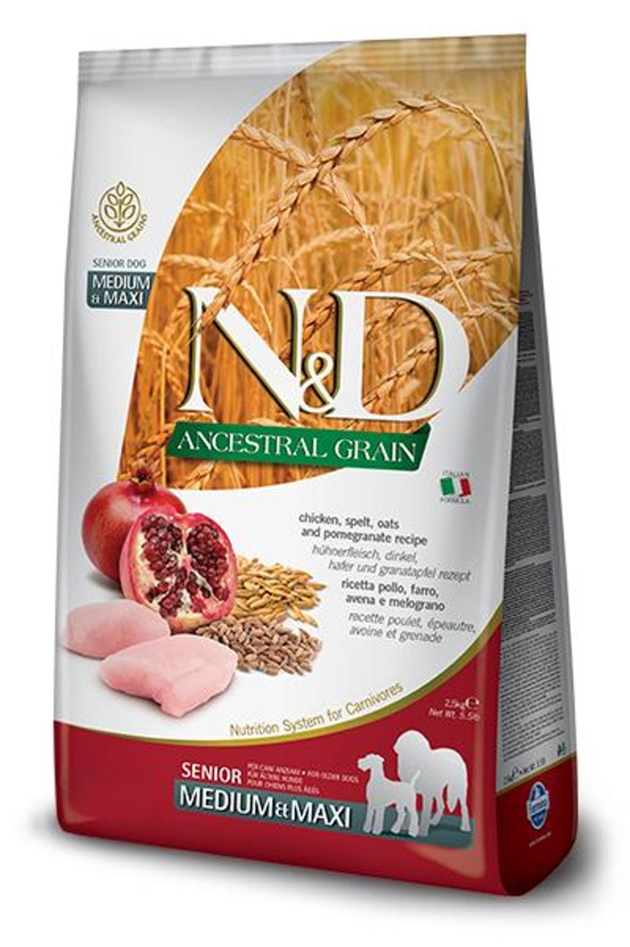 Dog Farmina Pet Foods Dry Food | Farmina N&D Natural & Delicious Ancestral Grain Chicken & Pomegranate Medium & Maxi Senior Dry Dog Food