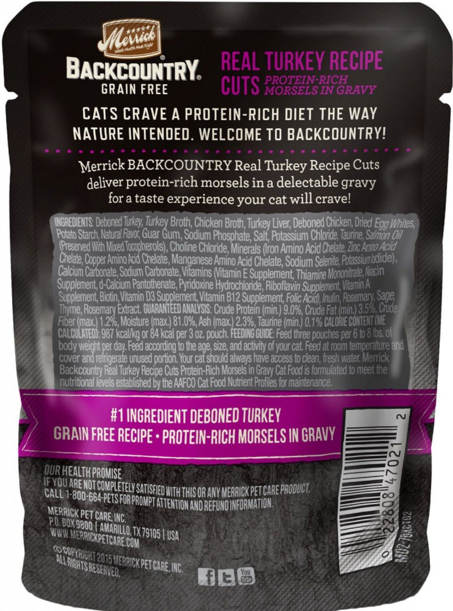 Cat Merrick Wet Food | Merrick Backcountry Grain Free Real Turkey Cuts Recipe Cat Food Pouch