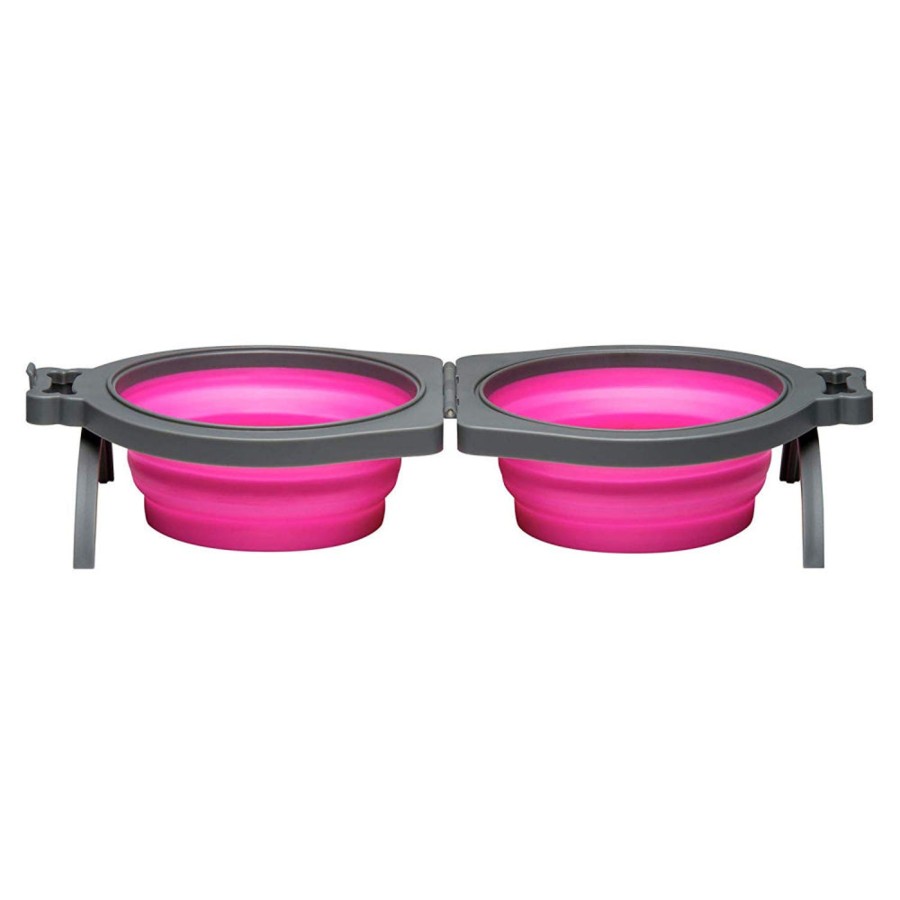 Dog Loving Pets | Loving Pets Pink Bella Roma Travel Double Diner Bowl