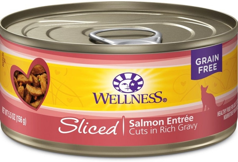 Cat Wellness Wet Food | Wellness Grain Free Natural Sliced Salmon Entree Wet Canned Cat Food