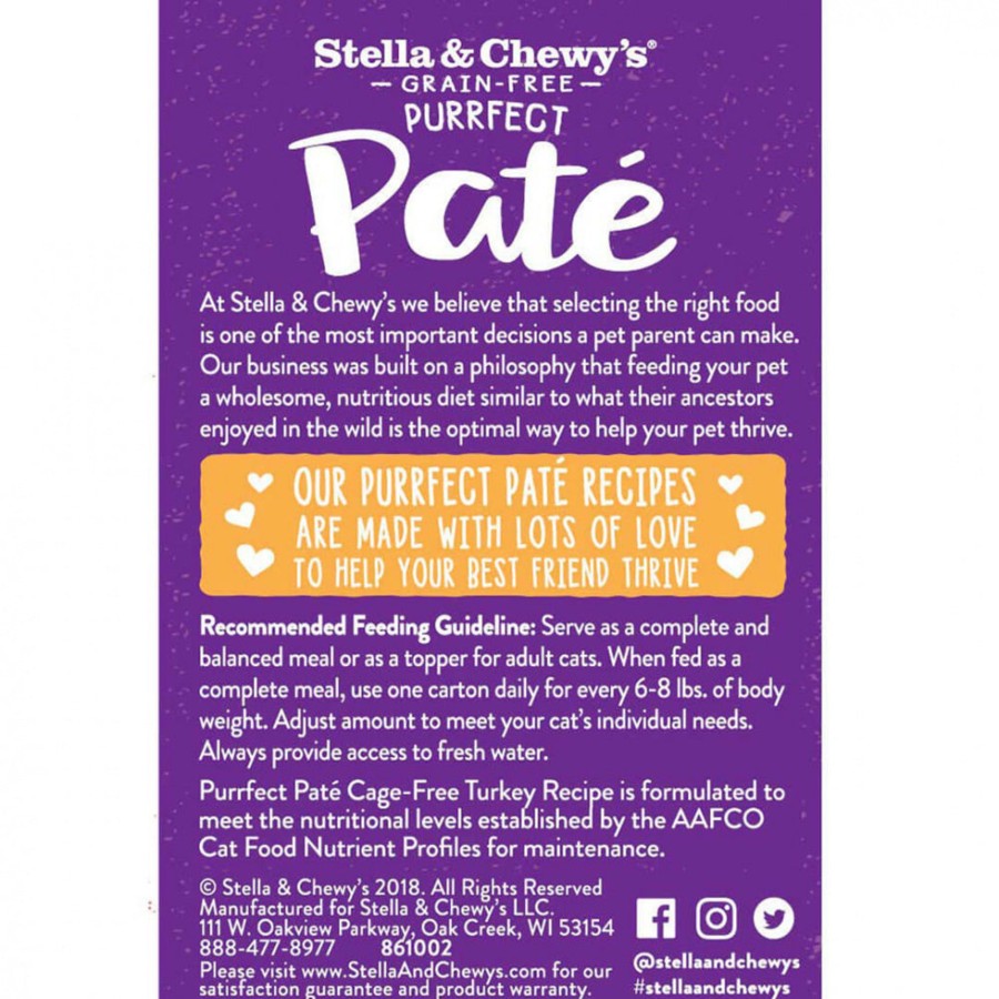 Cat Stella u0026 Chewy's Raw Natural Pet Food Wet Food | Stella & Chewy'S Purrfect Pate Cage Free Turkey Recipe Wet Cat Food