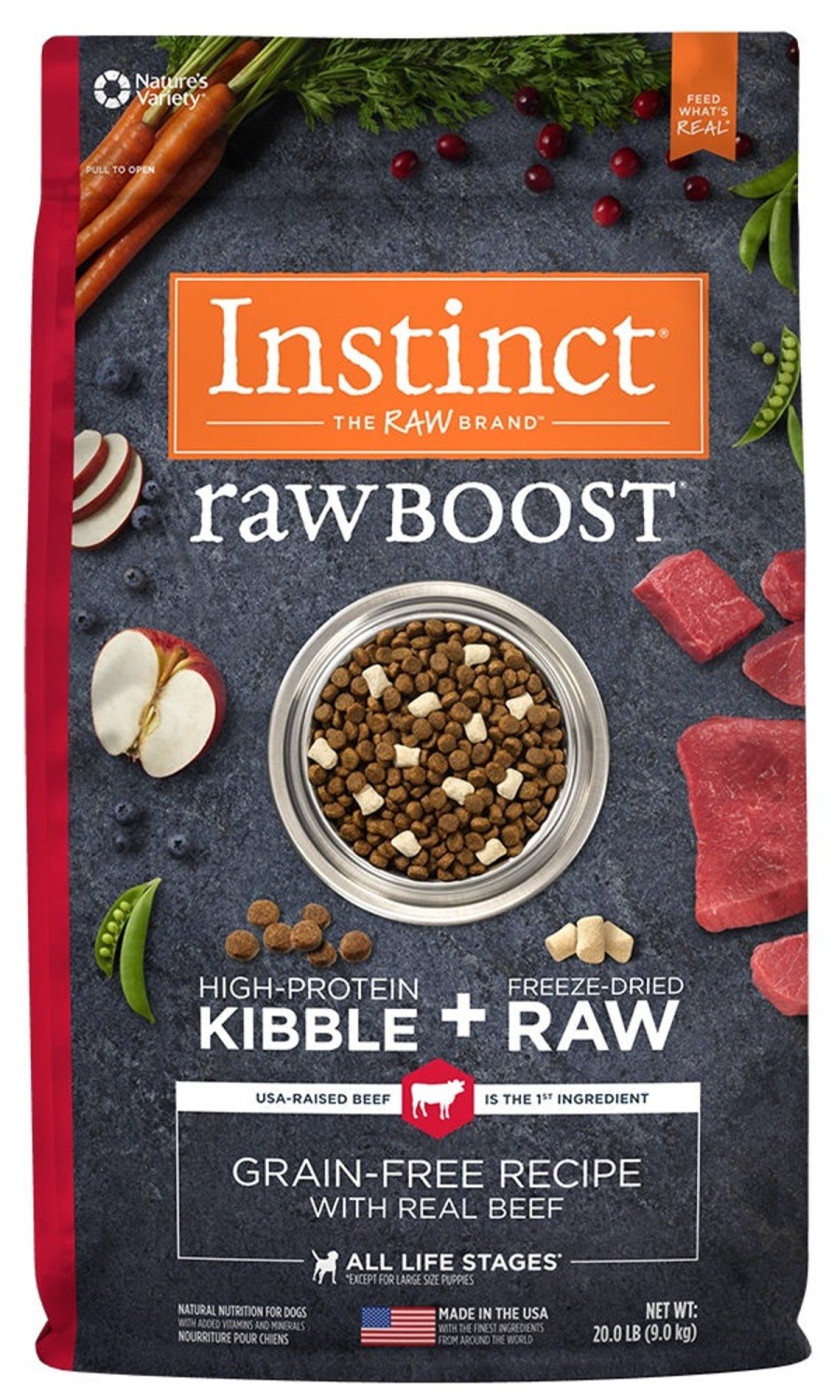 Dog Nature's Variety Freeze Dried | Instinct Raw Boost Grain Free Recipe With Real Beef Natural Dry Dog Food