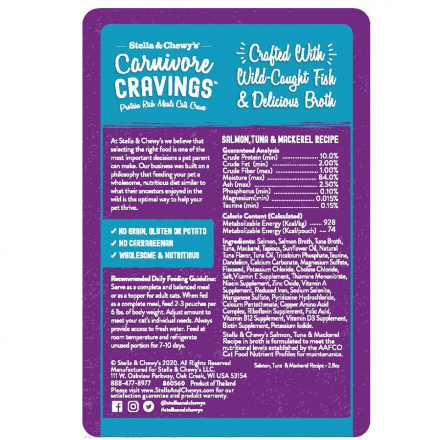 Cat Stella u0026 Chewy's Raw Natural Pet Food Wet Food | Stella & Chewy'S Carnivore Cravings Salmon, Tuna & Mackerel Recipe Wet Cat Food