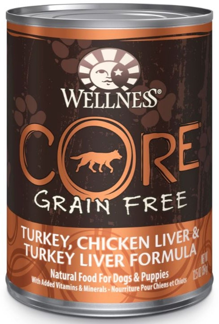 Dog Wellness | Wellness Core Grain Free Natural Turkey, Chicken And Turkey Liver Recipe Wet Canned Dog Food