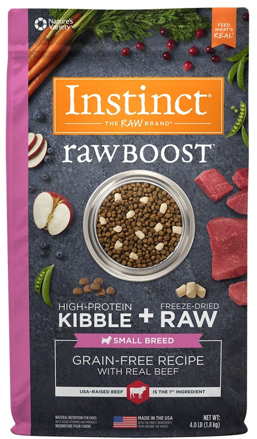 Dog Nature's Variety | Instinct Grain Free Raw Boost Small Breed Recipe With Real Beef Dry Dog Food