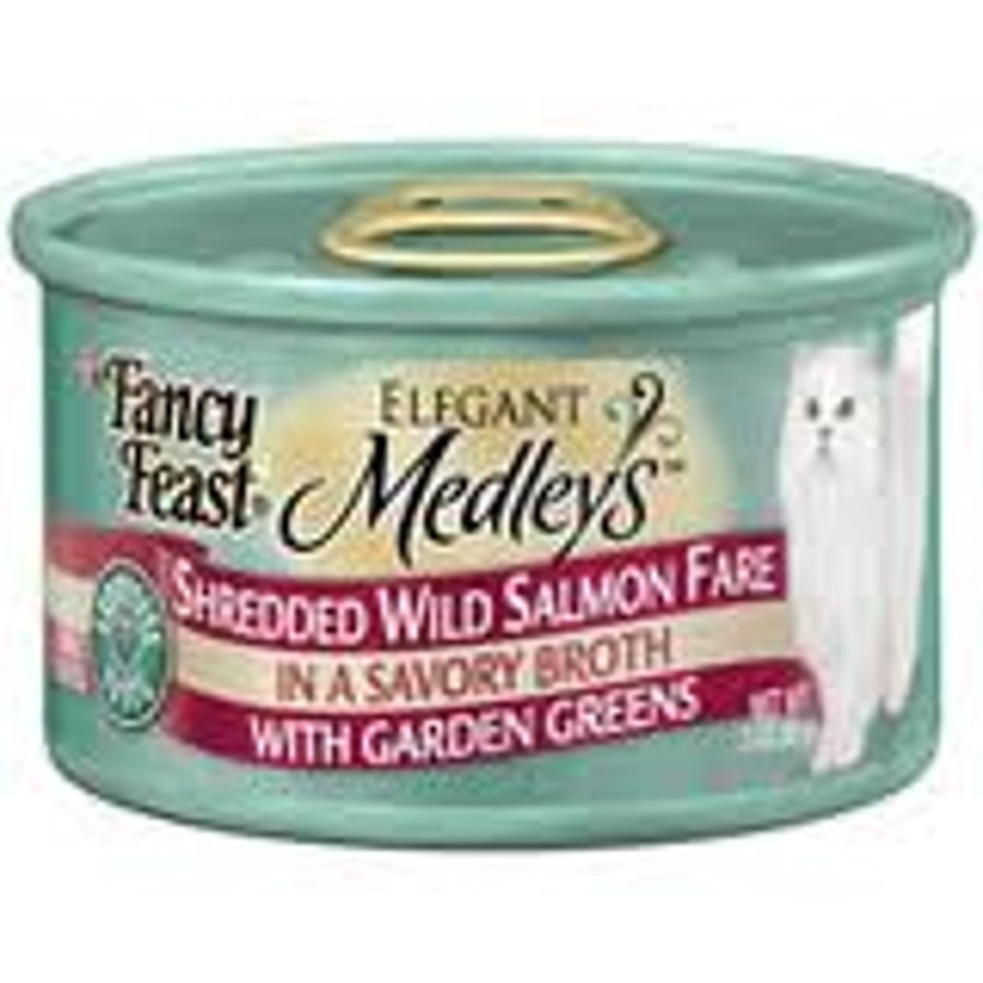 Cat Fancy Feast Wet Food | Fancy Feast Elegant Medleys Shredded Wild Salmon Canned Cat Food