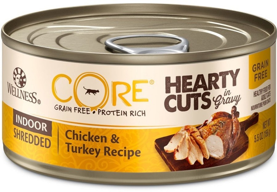 Cat Wellness Wet Food | Wellness Core Natural Grain Free Hearty Cuts Indoor Chicken And Turkey Canned Cat Food