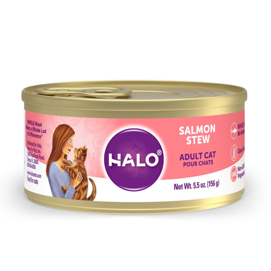 Cat Halo Wet Food | Halo Holistic Grain Free Adult Salmon Stew Canned Cat Food