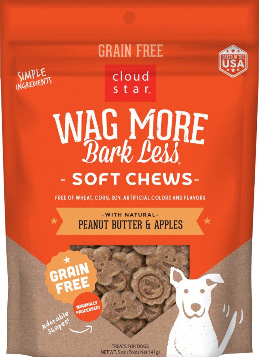 Dog Cloud Star | Cloud Star Wag More Bark Less Soft Chews Grain Free Peanut Butter & Apples Dog Treats