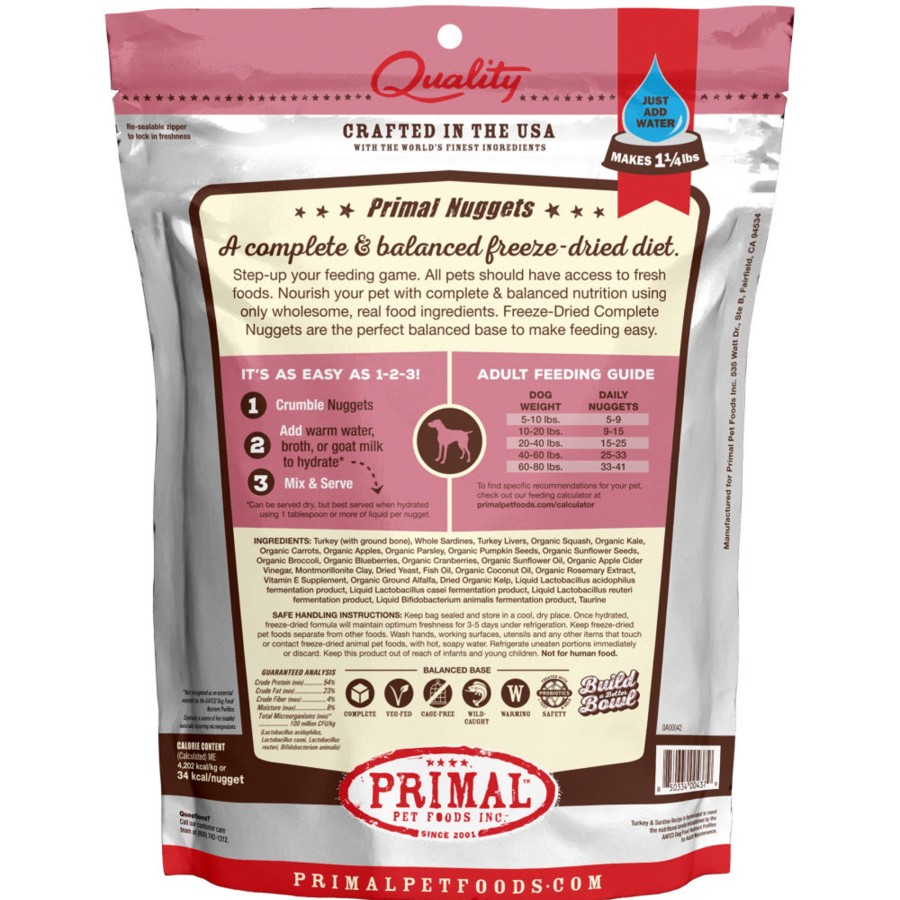 Dog Primal | Primal Freeze Dried Nuggets Grain Free Turkey And Sardine Formula Dog Food