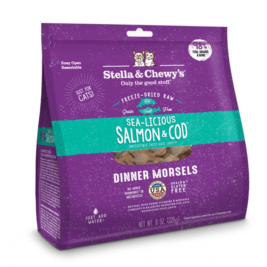 Cat Stella u0026 Chewy's Freeze Dried | Stella & Chewy'S Sea-Licious Salmon & Cod Dinner Morsels Grain Free Freeze Dried Raw Cat Food