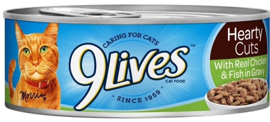 Cat 9 Lives Wet Food | 9 Lives Hearty Cuts With Real Chicken And Fish In Gravy Canned Cat Food