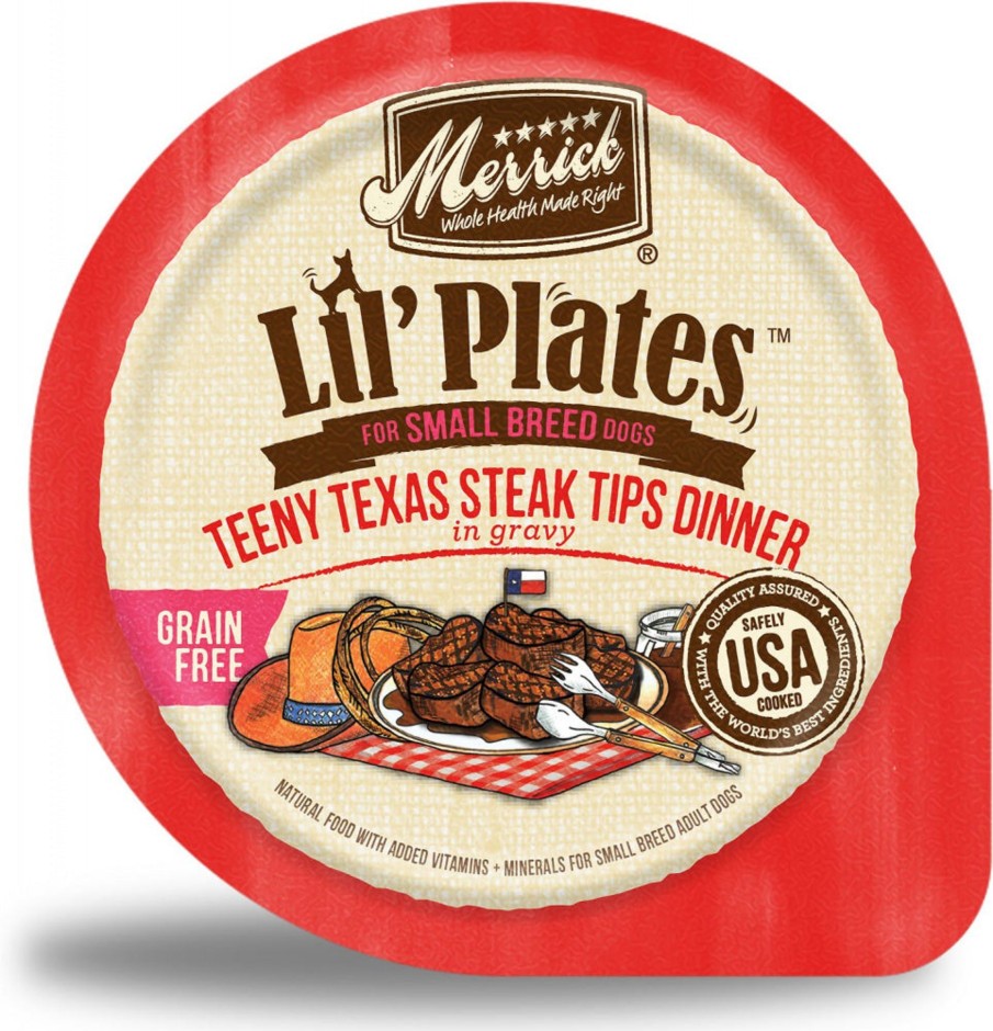 Dog Merrick Wet Food | Merrick Lil' Plates Small Breed Grain Free Teeny Texas Steak Tips Dog Food Tray