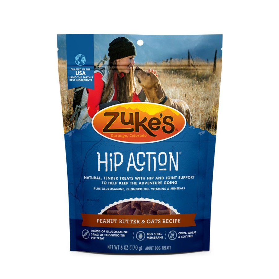 Dog Zukes | Zukes Hip Action Peanut Butter And Oats Dog Treats With Glucosamine Andchondroitin