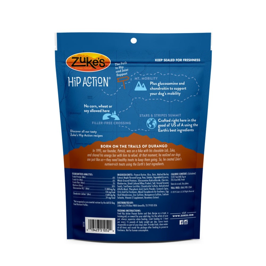 Dog Zukes | Zukes Hip Action Peanut Butter And Oats Dog Treats With Glucosamine Andchondroitin