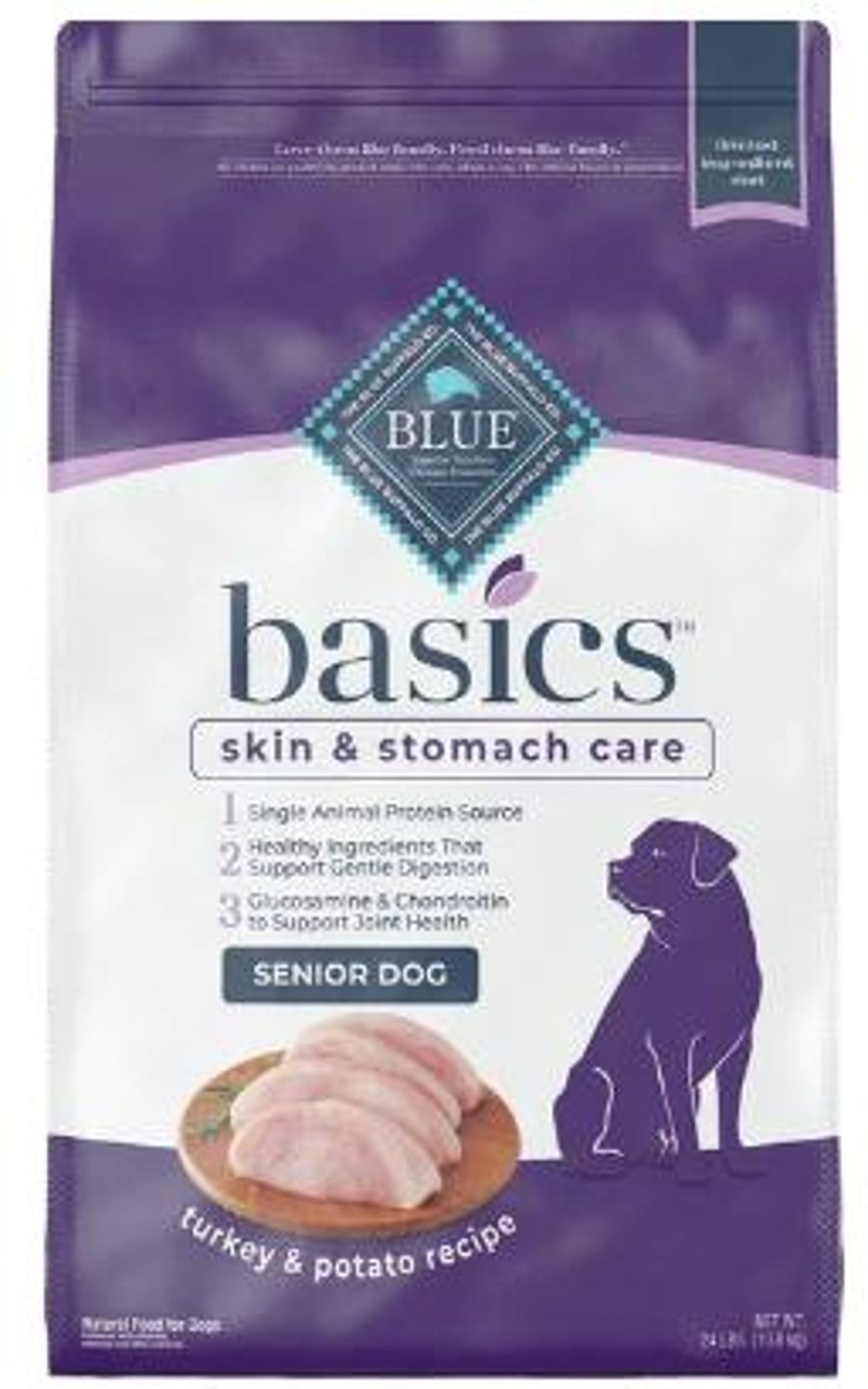 Dog Blue Buffalo Dry Food | Blue Buffalo Basics Senior Skin & Stomach Care Turkey & Potato Recipe Dry Dog Food