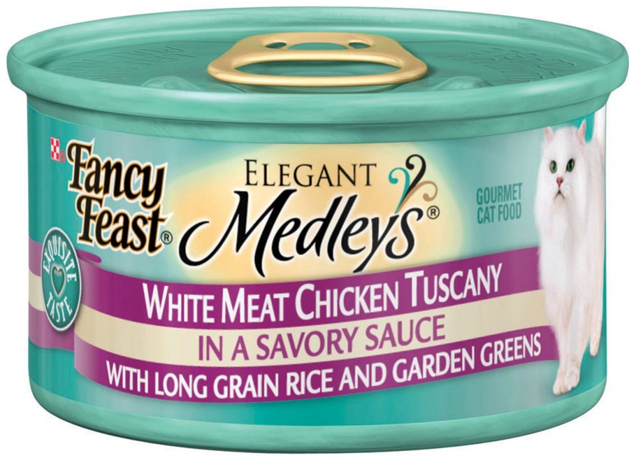 Cat Fancy Feast Wet Food | Fancy Feast Elegant Medleys White Meat Chicken Tuscany Canned Cat Food