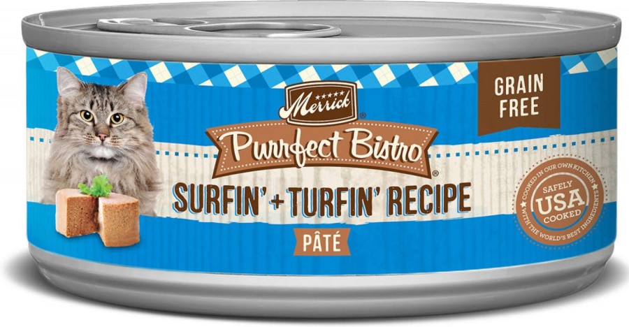 Cat Merrick Wet Food | Merrick Purrfect Bistro Surfin & Turfin Pate Grain Free Canned Cat Food