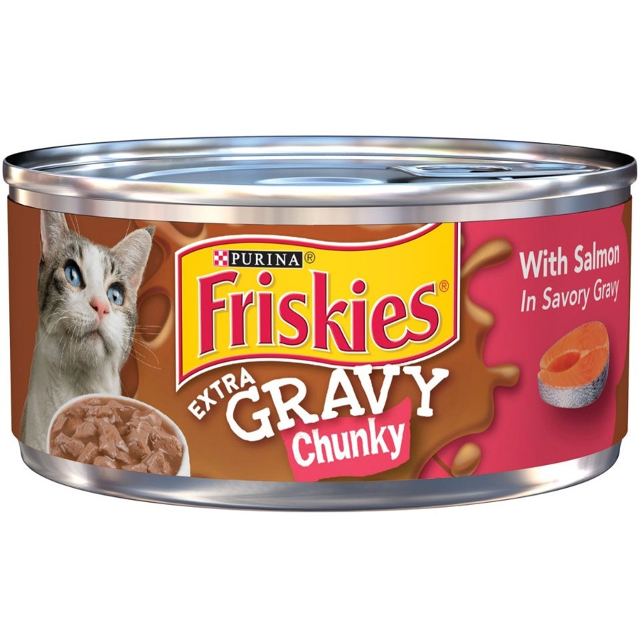 Cat Friskies Wet Food | Friskies Extra Gravy Chunky With Salmon In Savory Gravy Canned Cat Food