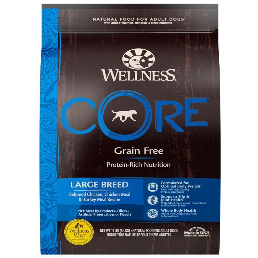 Dog Wellness Dry Food | Wellness Core Grain Free Natural Large Breed Health Chicken And Turkey Recipe Dry Dog Food