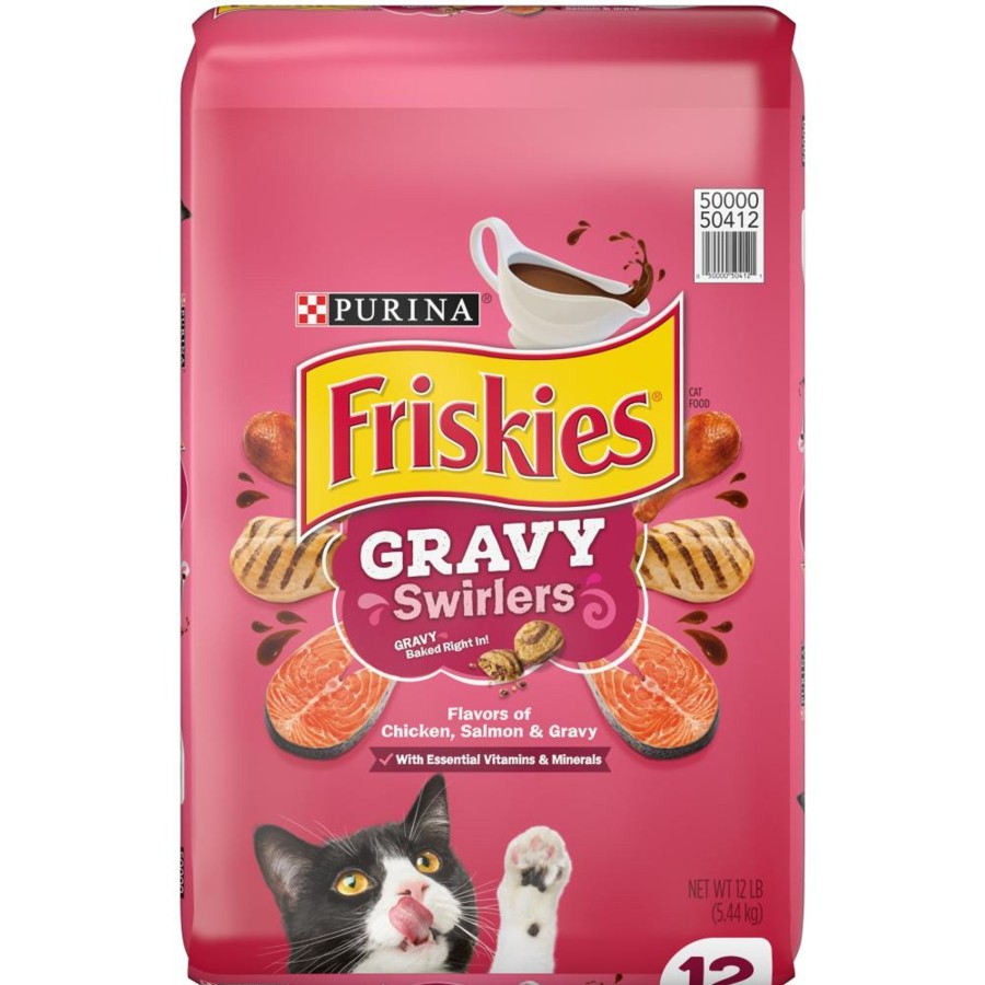 Cat Friskies Dry Food | Friskies Gravy Swirlers Chicken & Salmon Flavor Dry Cat Food