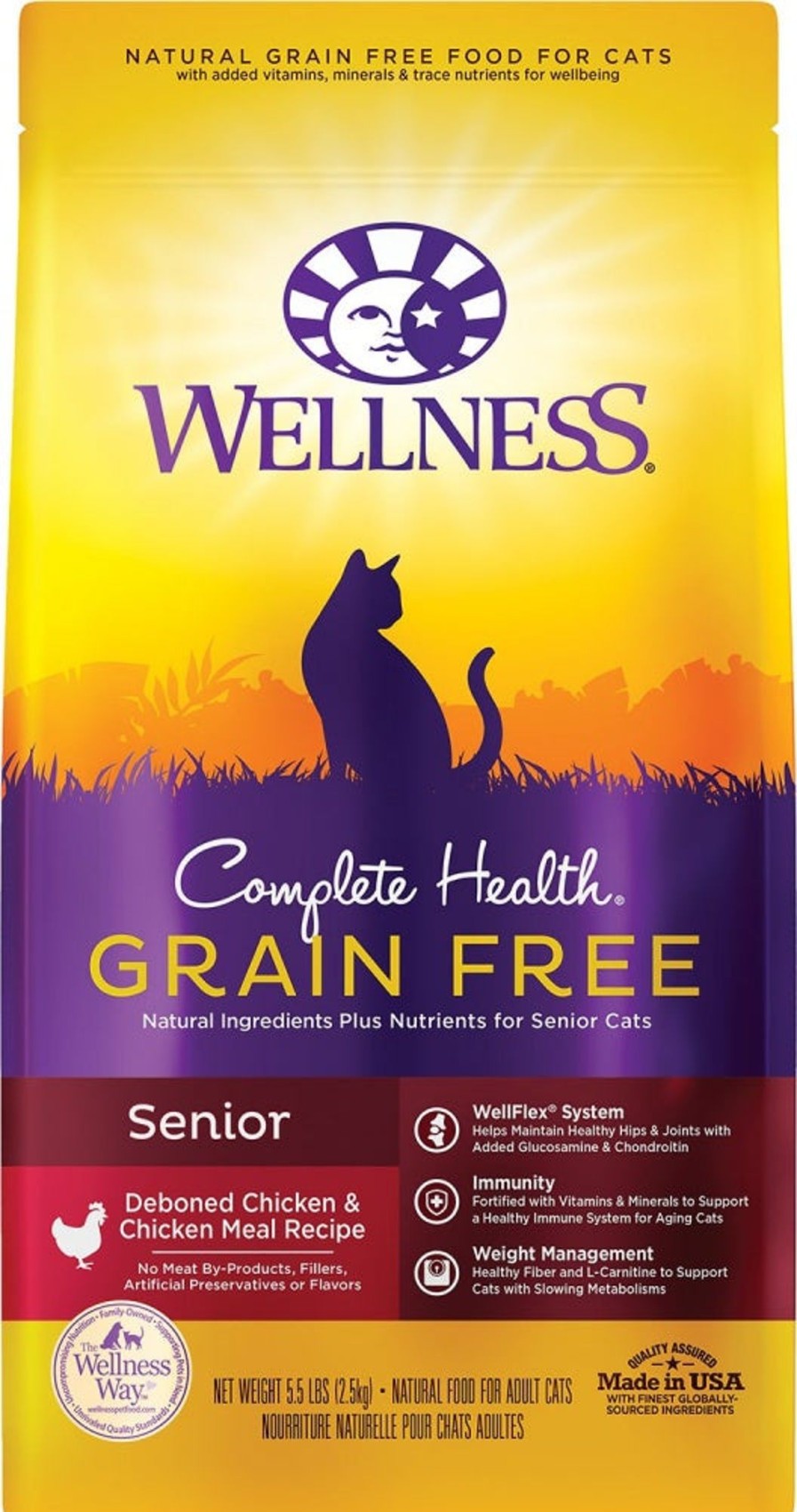 Cat Wellness Dry Food | Wellness Complete Health Deboned Chicken & Chicken Meal Grain Free Senior Dry Cat Food