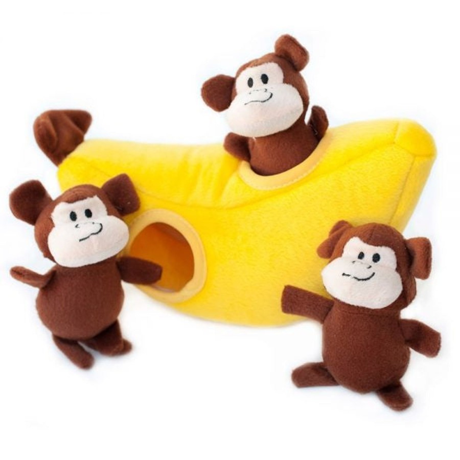 Dog ZippyPaws | Zippypaws Zippy Burrow Monkey 'N Banana Hide And Seek Puzzle Dog Toy