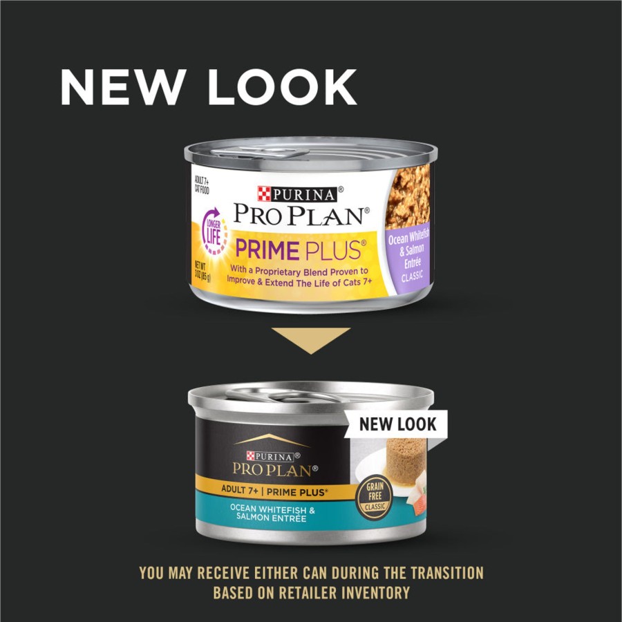 Cat Purina Pro Plan Wet Food | Purina Pro Plan Prime Plus 7+ Ocean Whitefish & Salmon Entree Classic Canned Cat Food