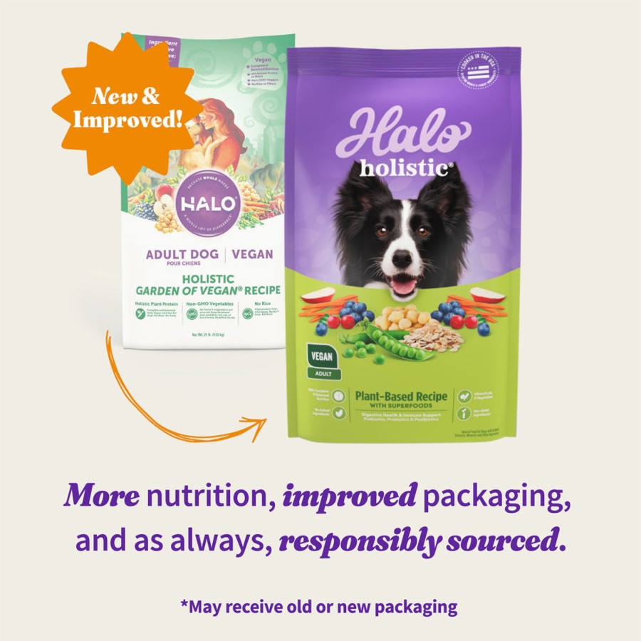 Dog Halo | Halo Holistic Adult Dog Vegan Plant-Based Recipe With Superfoods Dry Dog Food