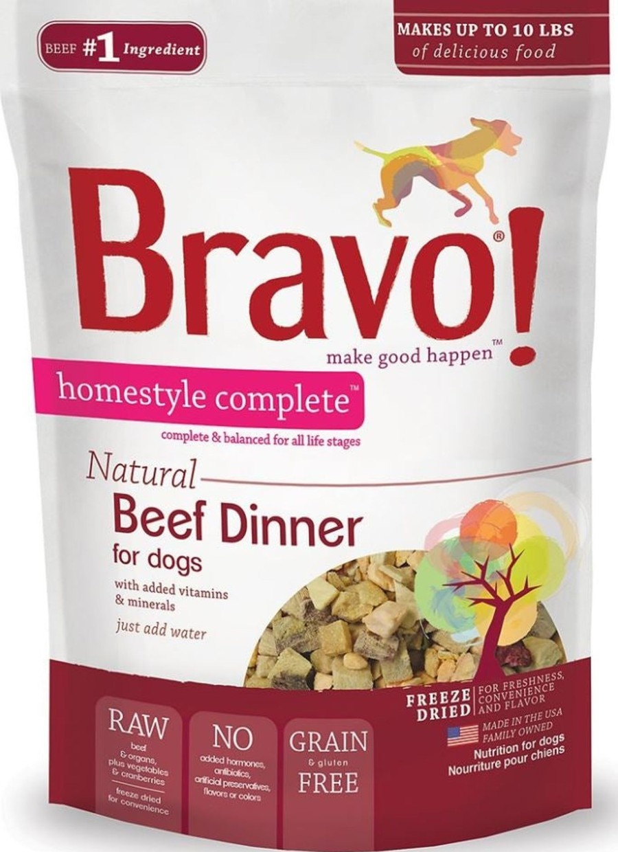 Dog Bravo! Freeze Dried | Bravo! Freeze Dried Homestyle Complete Beef Dinner For Dogs Food