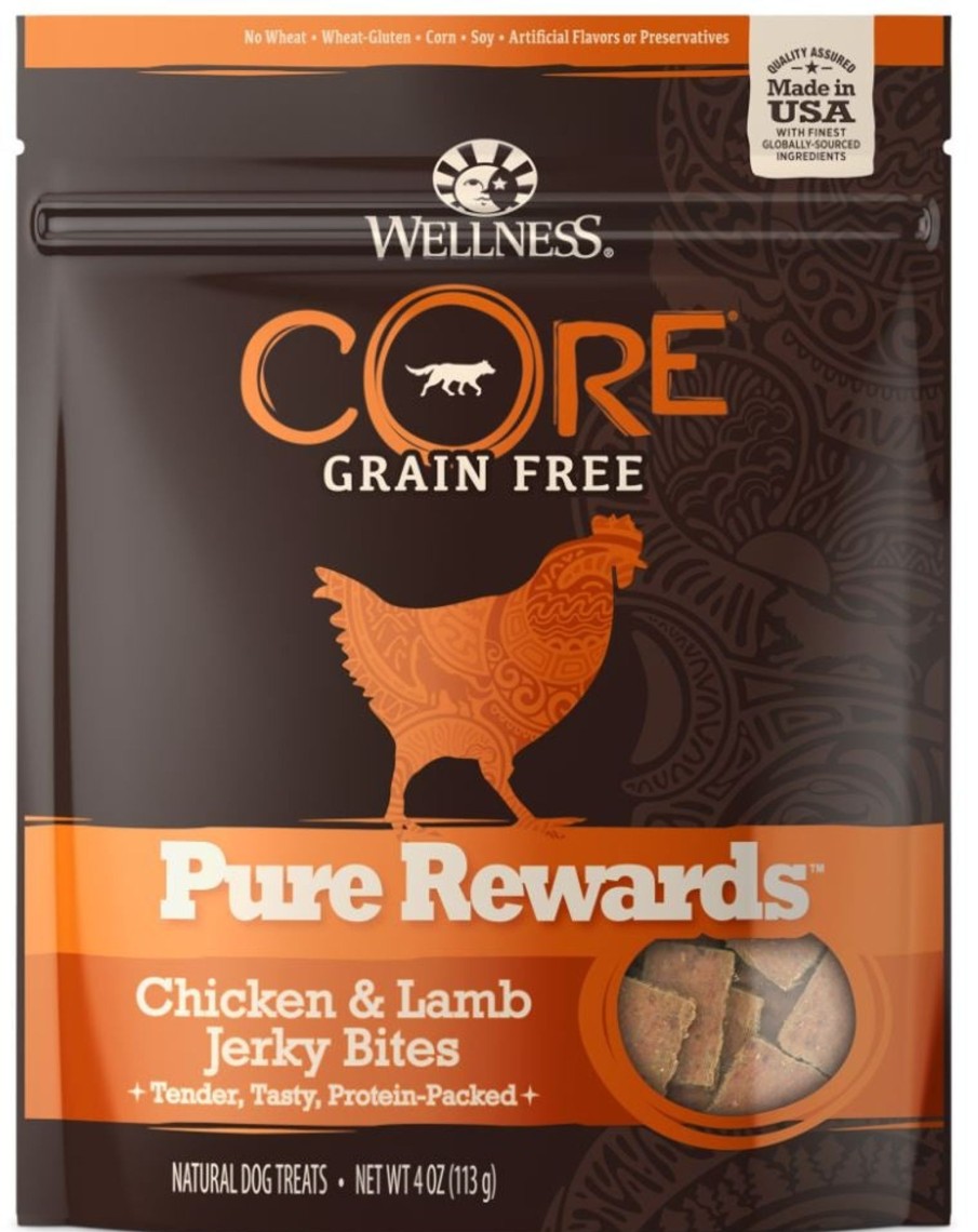 Dog Wellness | Wellness Core Natural Grain Free Pure Rewards Chicken And Lamb Recipe Jerky Bites Dog Treats