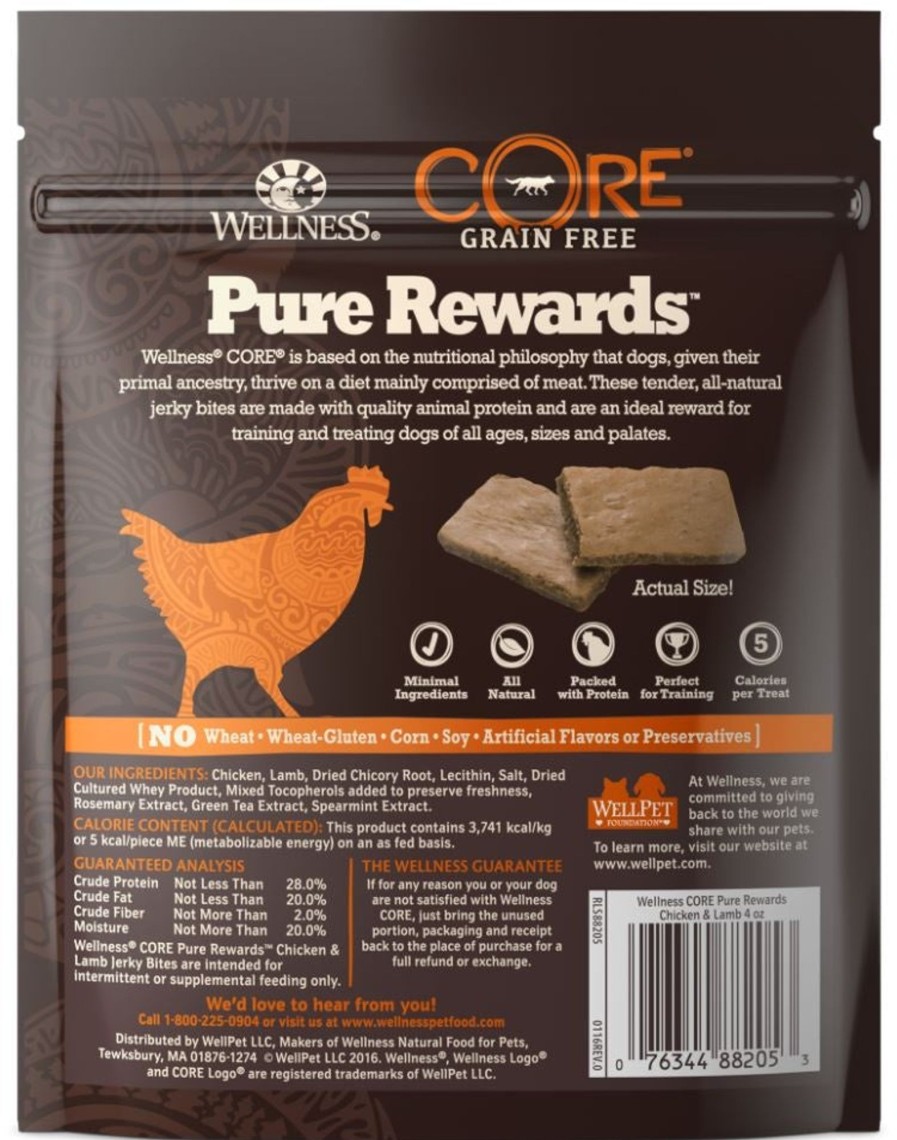 Dog Wellness | Wellness Core Natural Grain Free Pure Rewards Chicken And Lamb Recipe Jerky Bites Dog Treats