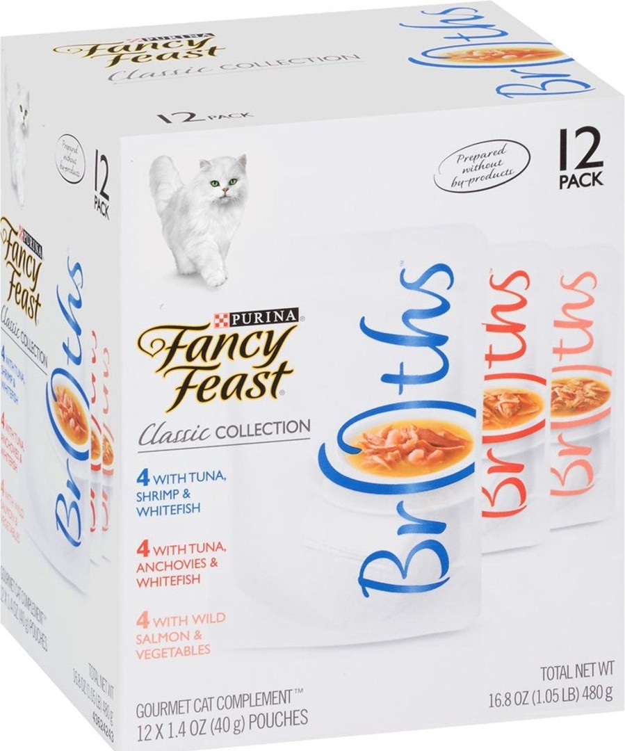 Cat Fancy Feast Wet Food | Fancy Feast Classic Collection Broths Variety Pack Supplemental Cat Food Pouches