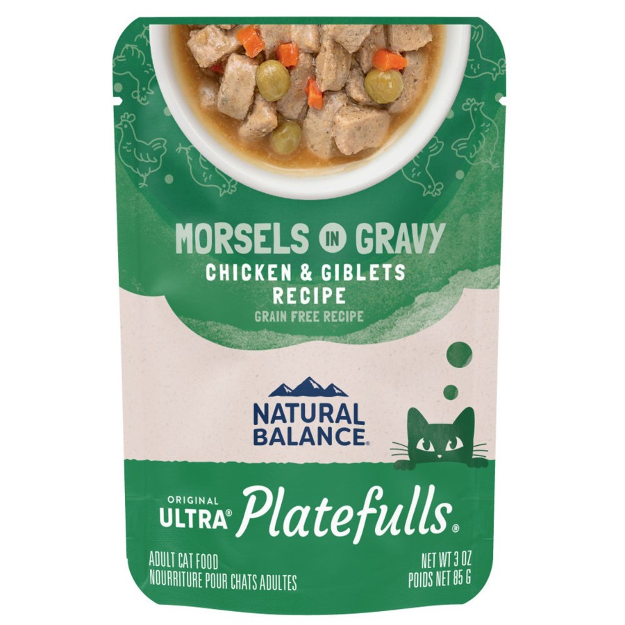 Cat Natural Balance Wet Food | Natural Balance Original Ultra Platefulls Chicken & Giblets Recipe Morsels In Gravy Wet Cat Food Pouches