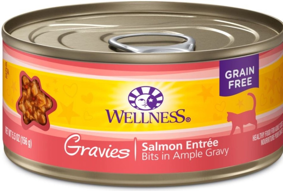 Cat Wellness Wet Food | Wellness Natural Grain Free Gravies Salmon Dinner Canned Cat Food