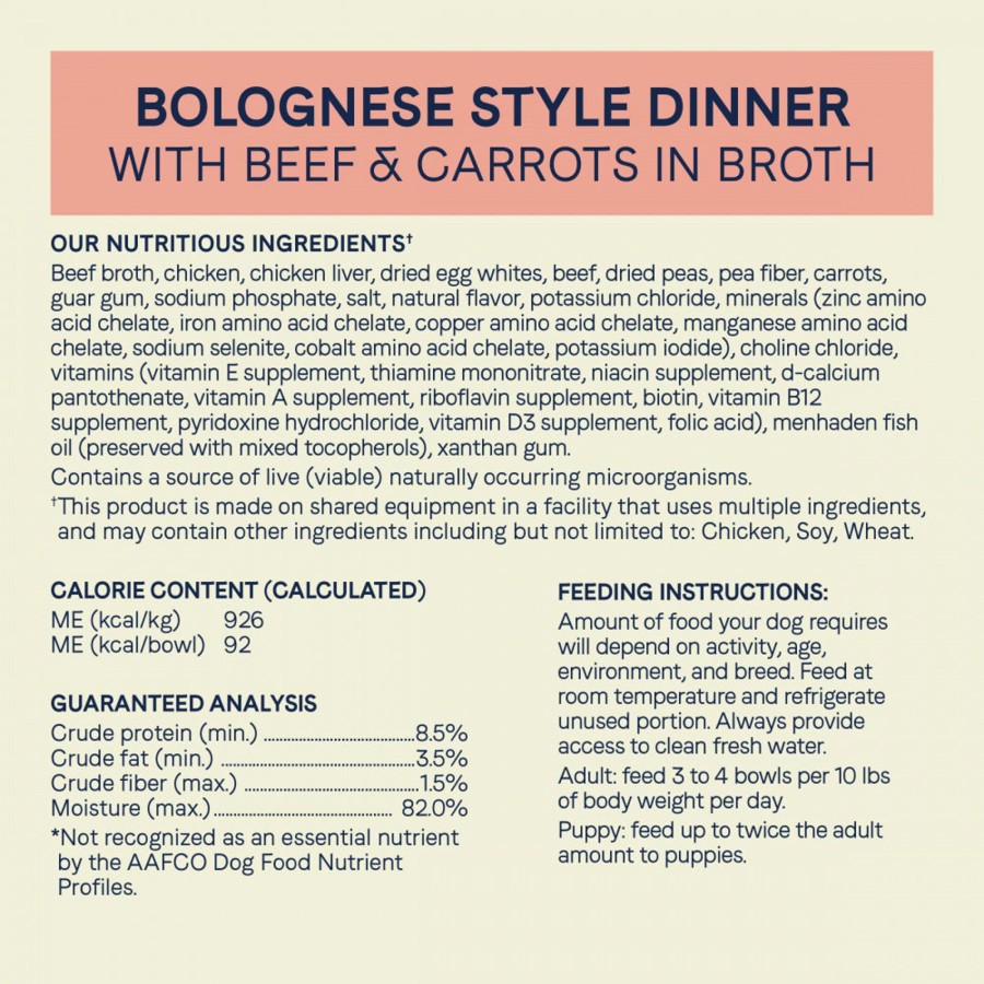 Dog Canidae | Canidae Grain Free Pure Petite Small Breed Bolognese Style Dinner Minced With Beef And Carrots In Broth Wet Dog Food