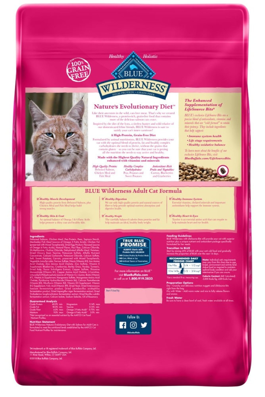 Cat Blue Buffalo Dry Food | Blue Buffalo Wilderness High-Protein Grain-Free Adult Salmon Recipe Dry Cat Food