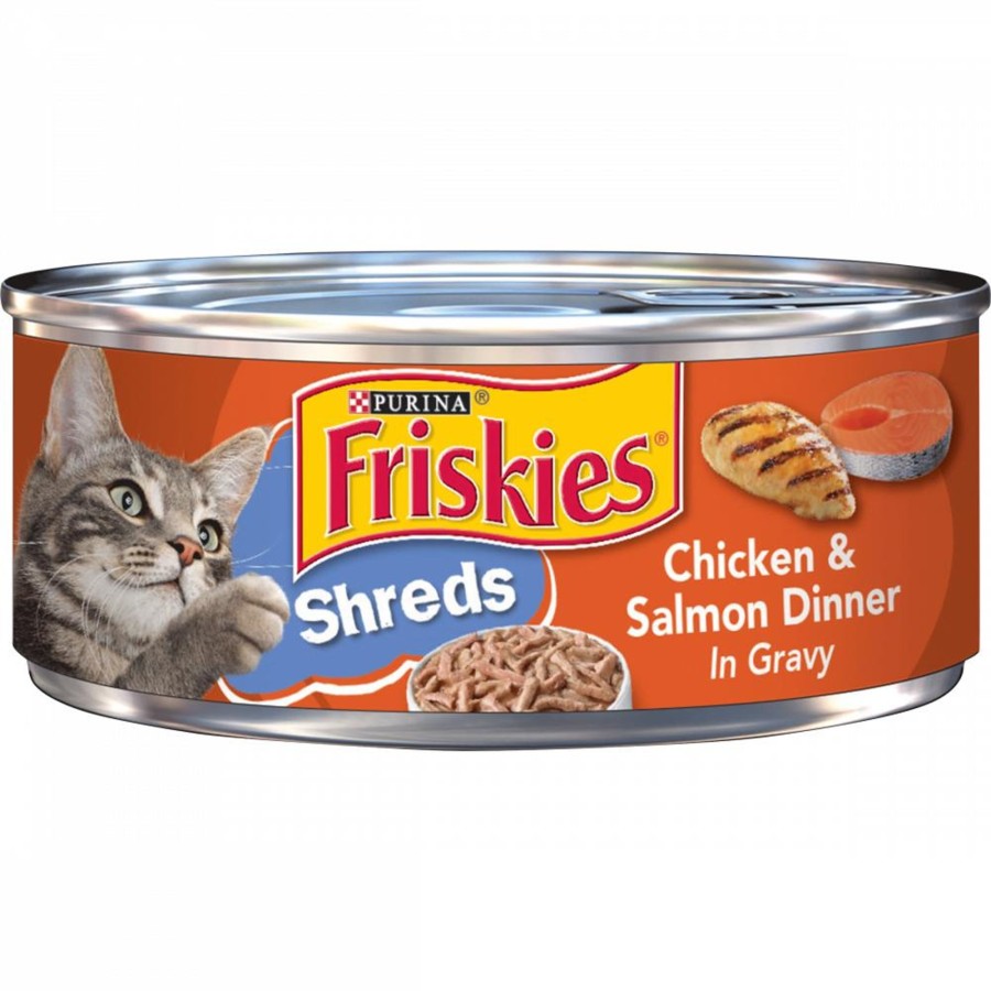 Cat Friskies Wet Food | Friskies Savory Shreds Chicken And Salmon Dinner In Gravy Canned Cat Food