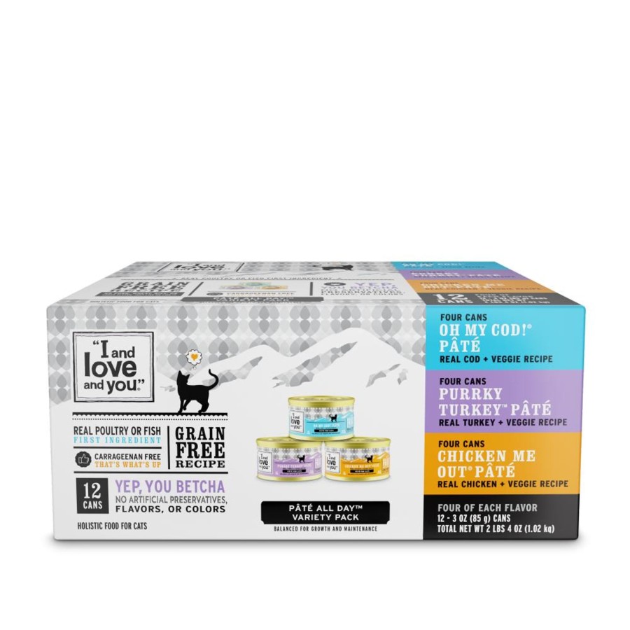 Cat I and Love and You Wet Food | I And Love And You Grain Free Oh My Cod!, Purrkey Turkey, Chicken Me Out Multi-Pack Canned Cat Food