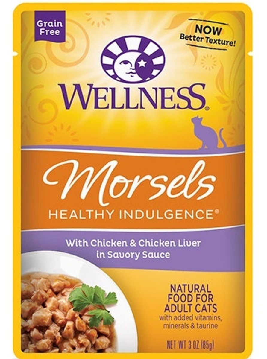 Cat Wellness Wet Food | Wellness Healthy Indulgence Natural Grain Free Morsels With Chicken And Chicken Liver In Savory Sauce Cat Food Pouch