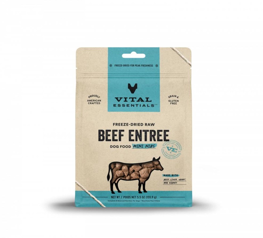 Dog Vital Essentials | Vital Essentials Freeze Dried Grain Free Beef Mini Nibs Entree For Dogs Food